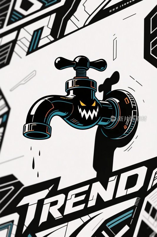 创意水龙头插画