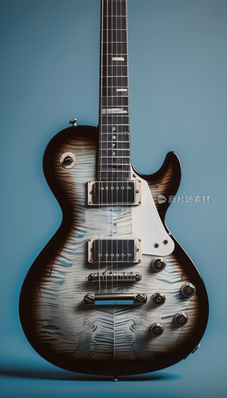 蓝色背景吉他特写