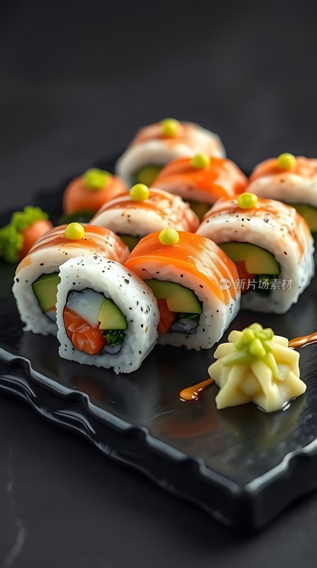 新鲜寿司卷美味诱人