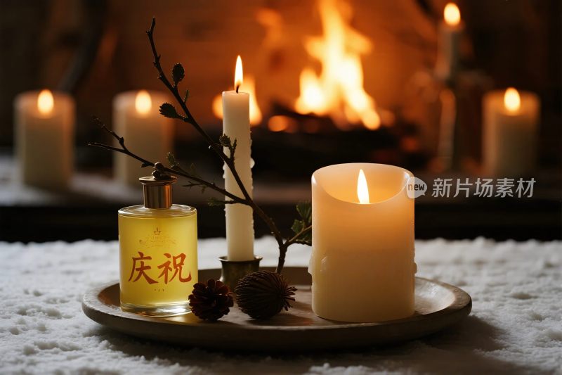 烛光与香水瓶营造温馨氛围