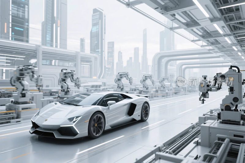 未来智能工厂与跑车场景