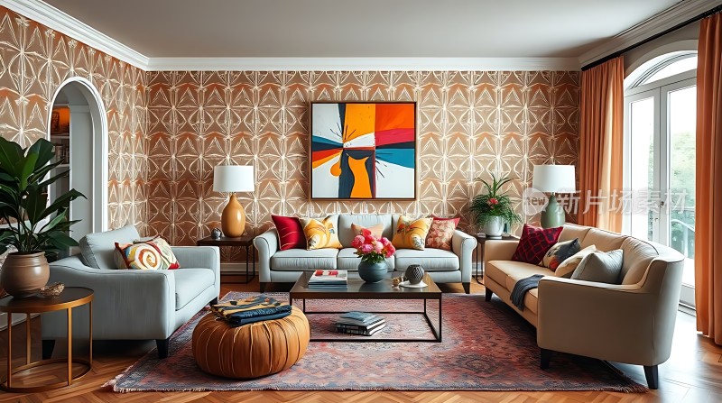 现代客厅设计色彩丰富装饰精美