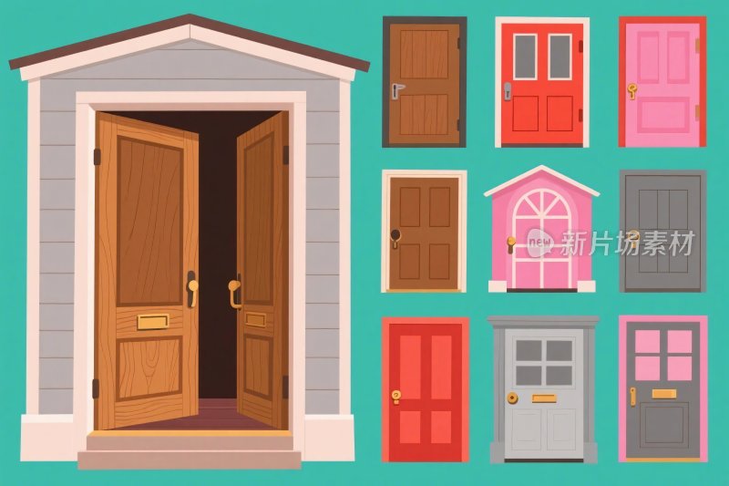 多彩门插画集合