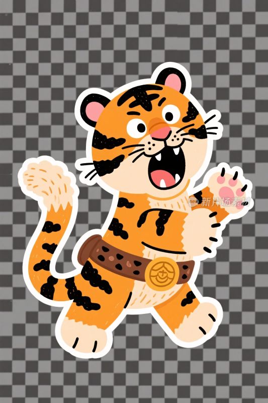 卡通老虎插画贴纸