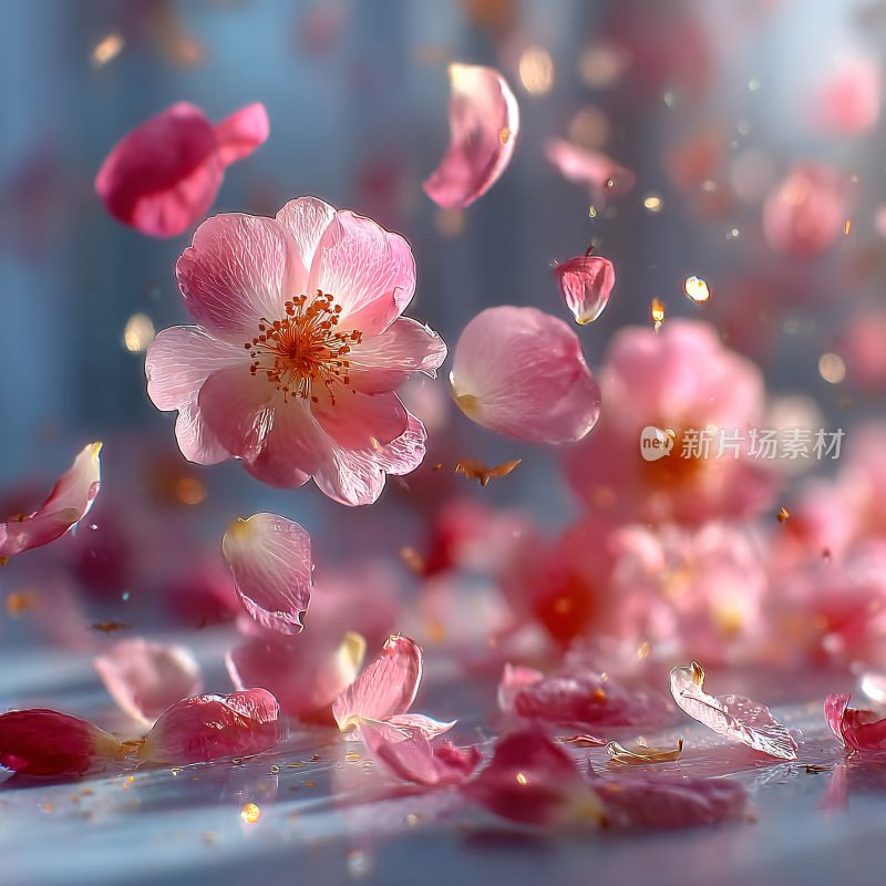 粉色花瓣飘落的唯美瞬间