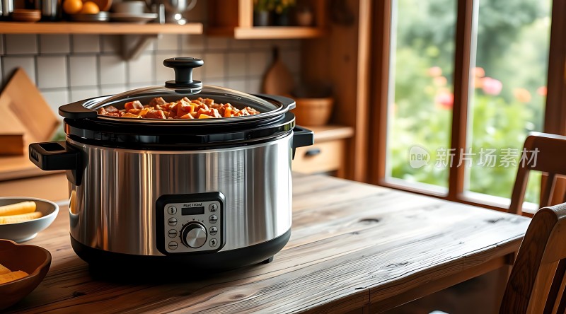 阳光下的厨房慢炖锅美食诱惑