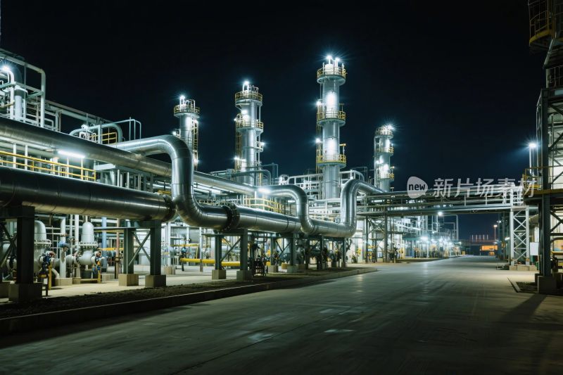 夜间工业设施全景图
