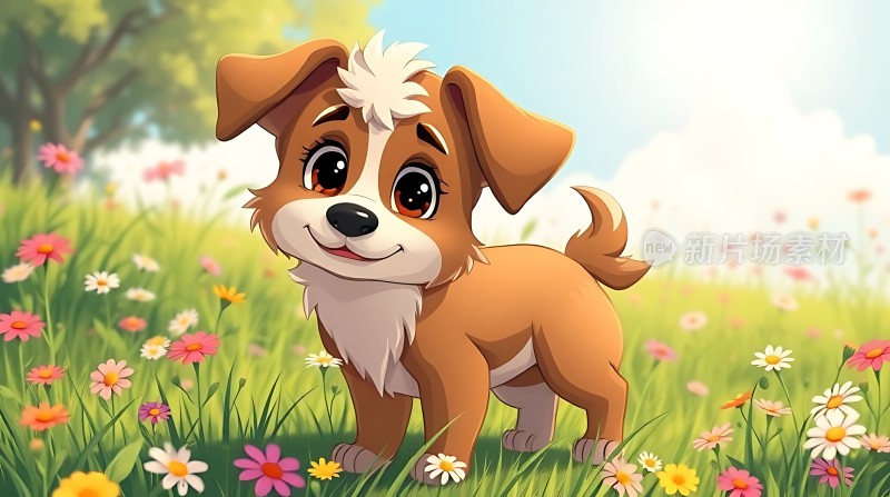 阳光下的快乐小狗