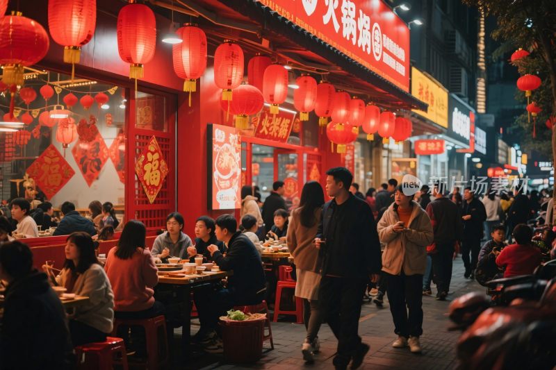 街头夜市烟火场景