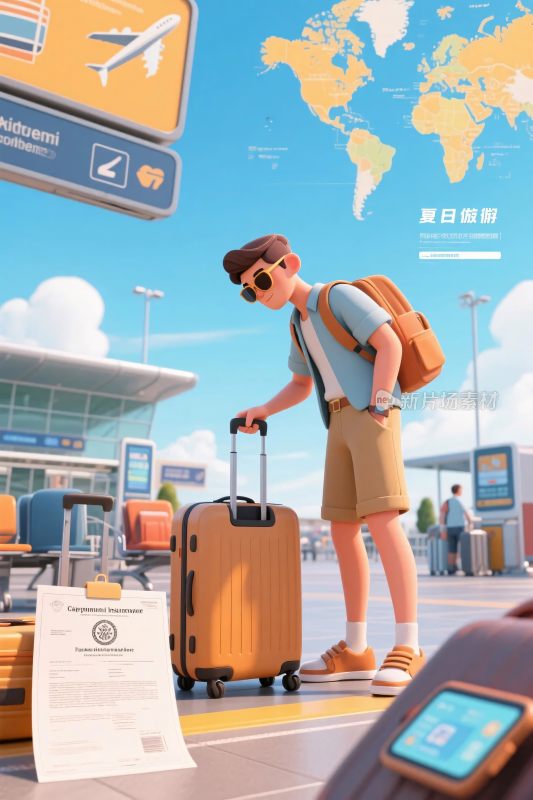 机场旅行插画