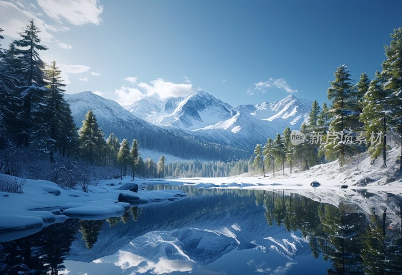 雪山晨曦映蓝天