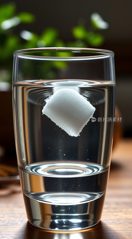 糖块溶解在水中