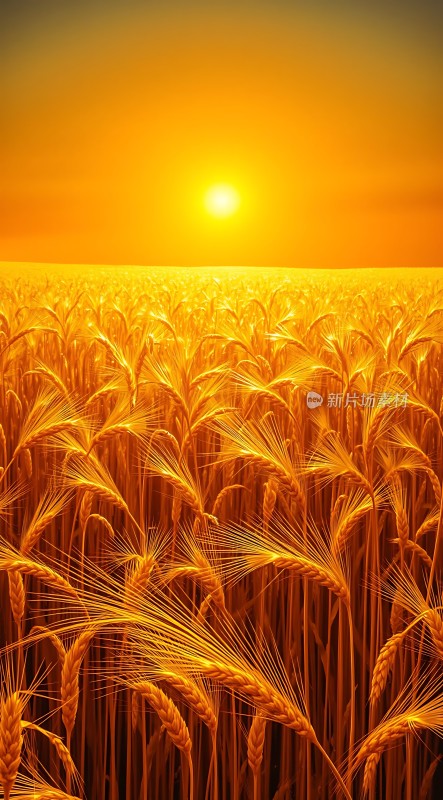 金色麦田映夕阳