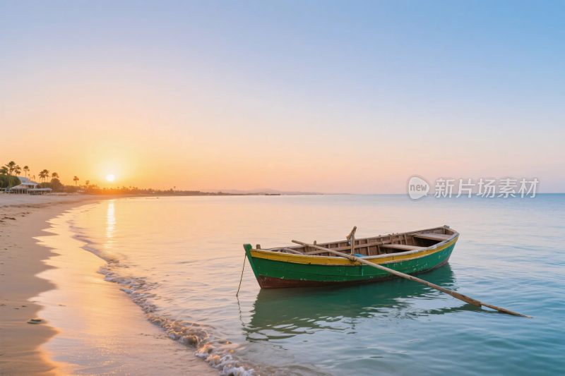 海滩边停靠的小船