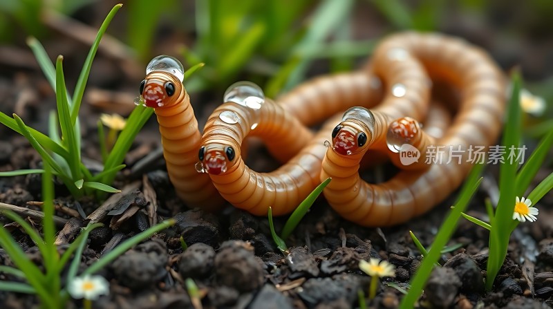 雨后小蚯蚓探出头
