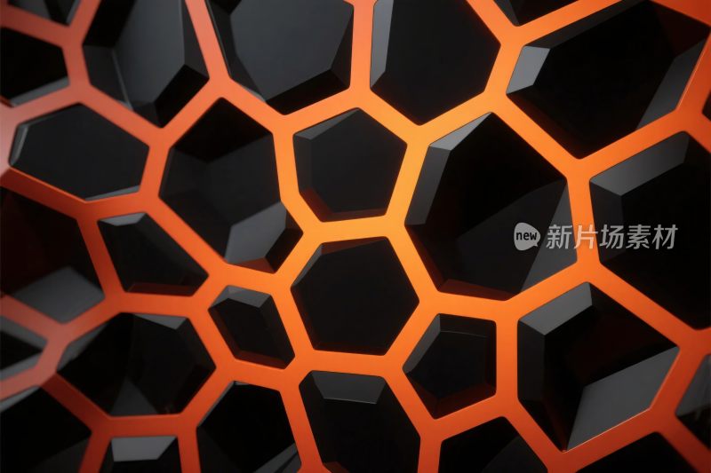 橙色六边形网格插画