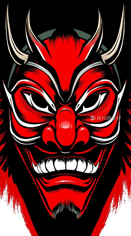 红色恶魔面具威严而神秘