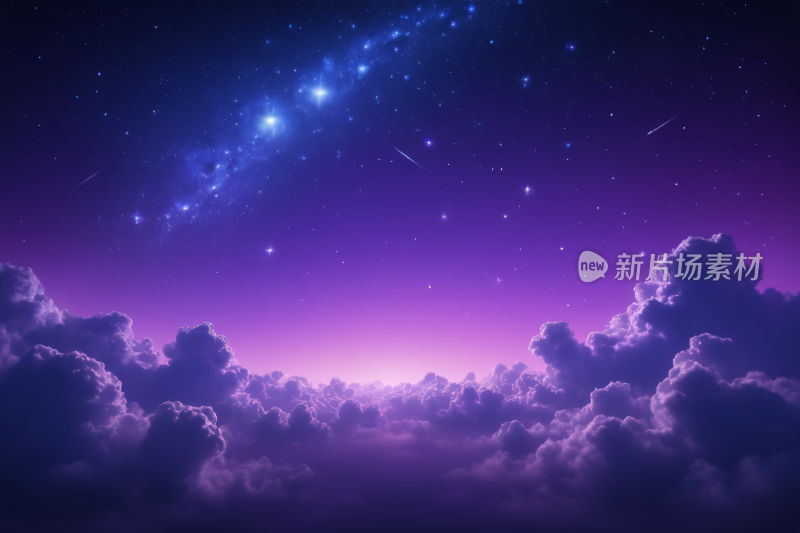 紫蓝色的天空有星星和云彩高清背景纹理图片