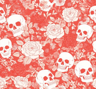 骷髅玫瑰图案插画 骷髅玫瑰图案插画