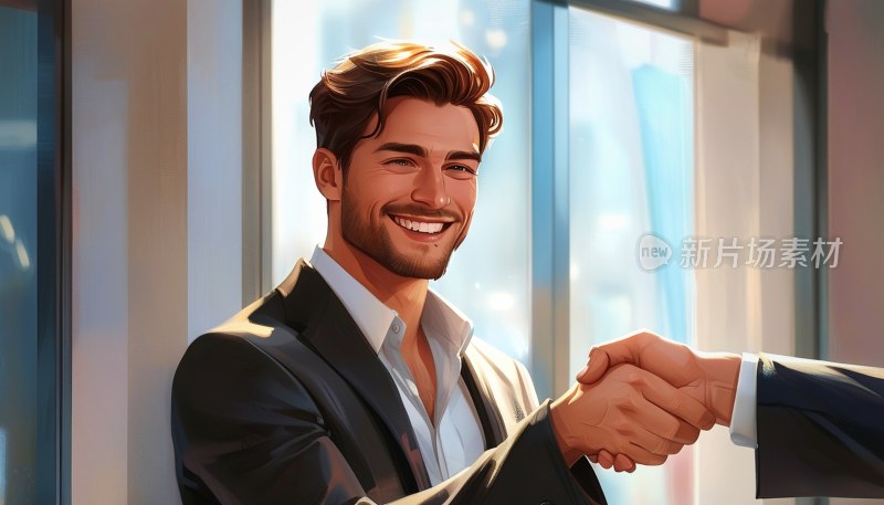 男士握手合作