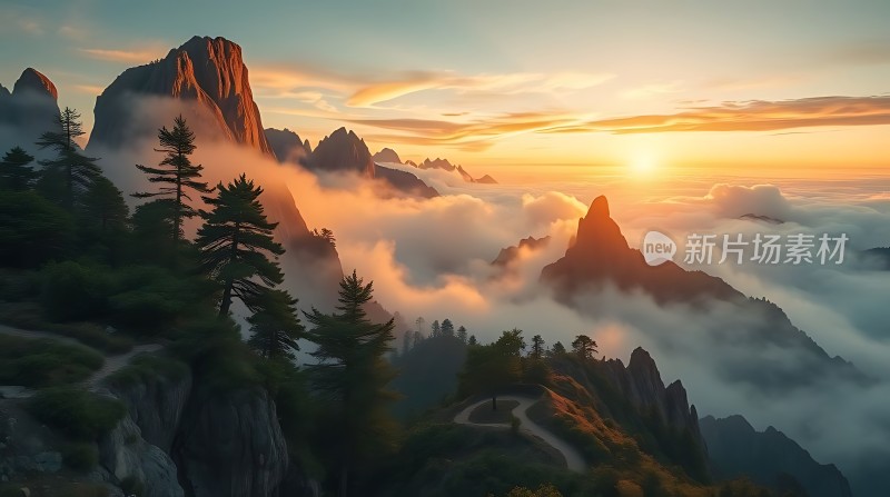 日出云海奇峰林立