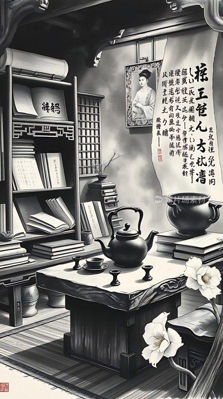 茶香四溢的书房