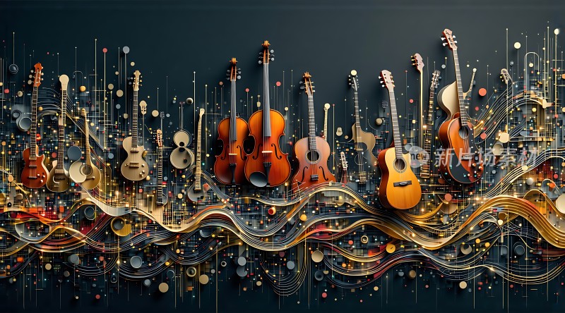 乐器交响曲弦乐与吉他的和谐旋律