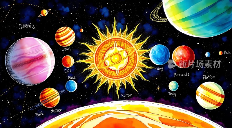 太阳系行星艺术图