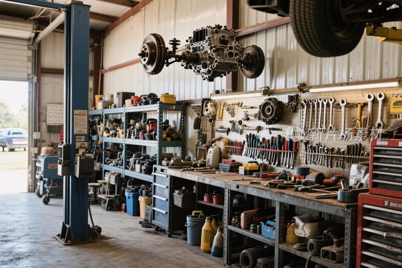 汽车维修车间内部场景
