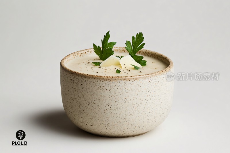 装着浓汤的陶瓷碗