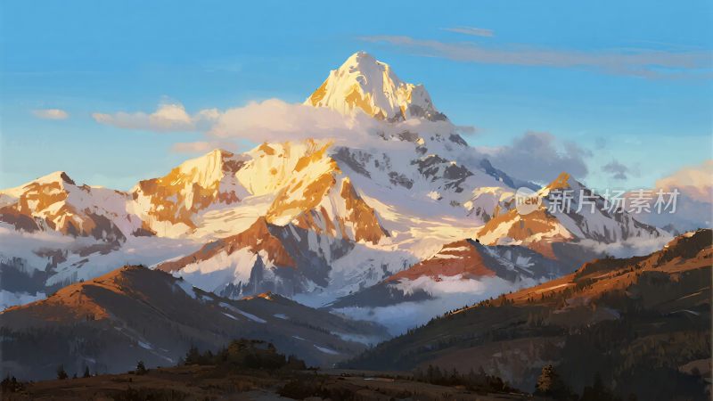 壮丽雪山自然风光图景