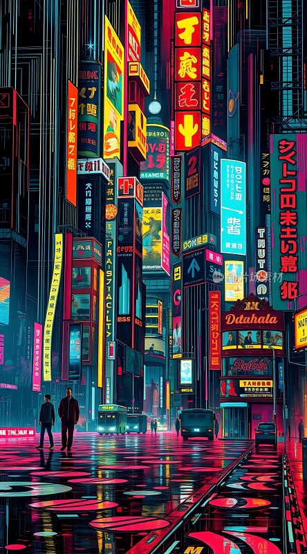 霓虹灯下的未来都市