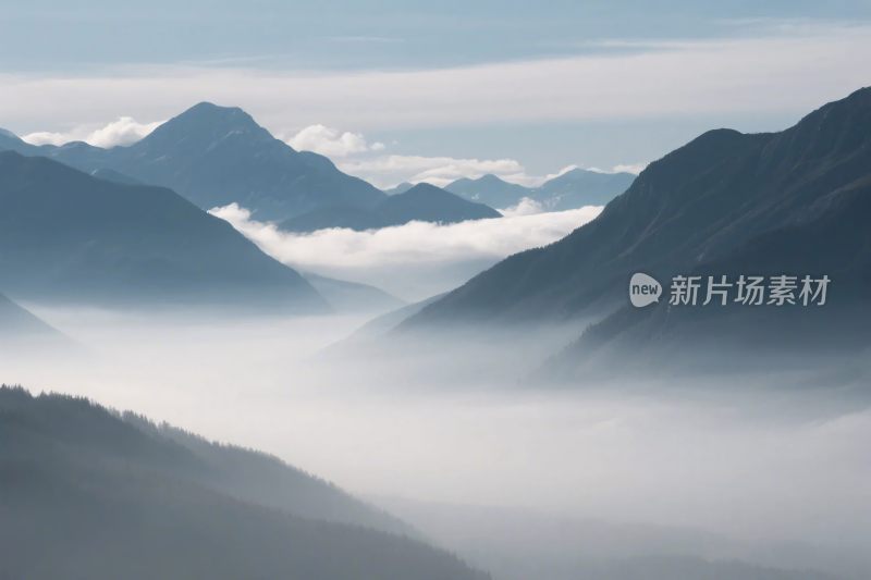 云雾山水风景插画