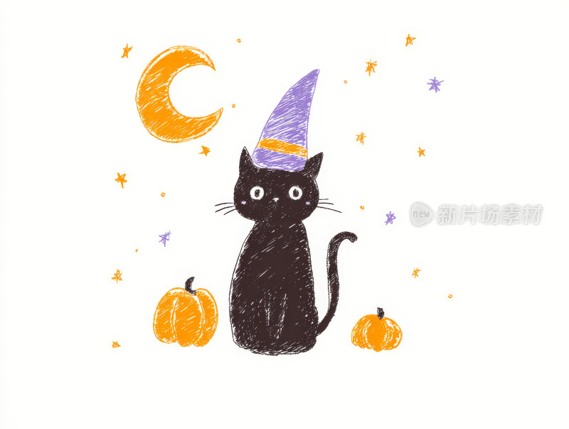 万圣节黑猫与南瓜
