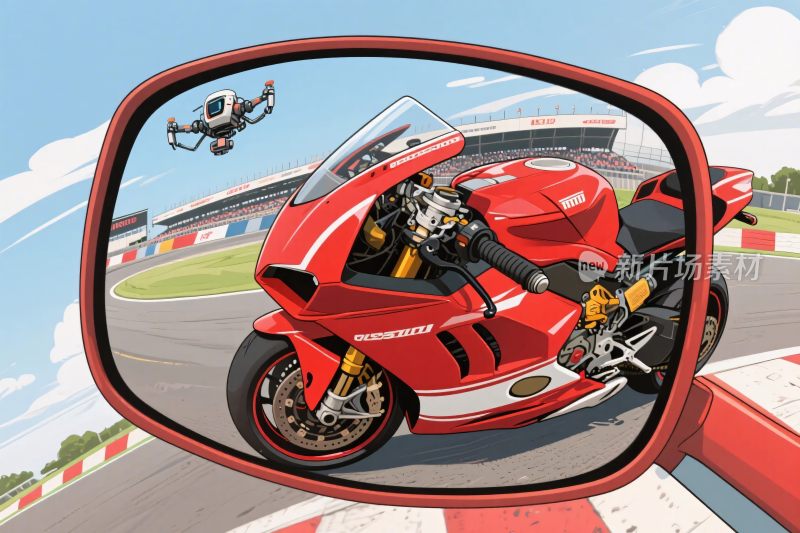 赛车后视镜场景插画