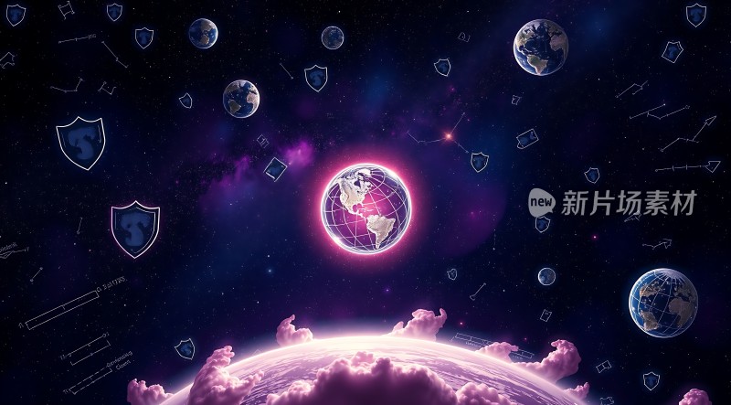 新片场素材宇宙地球与防护盾的结合