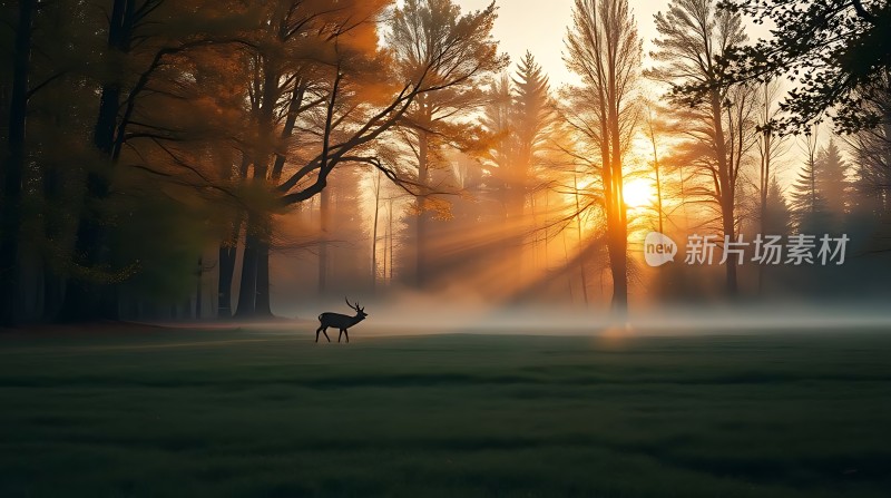 晨曦中的鹿影