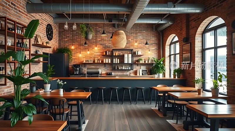 砖墙绿植咖啡店温馨舒适好去处