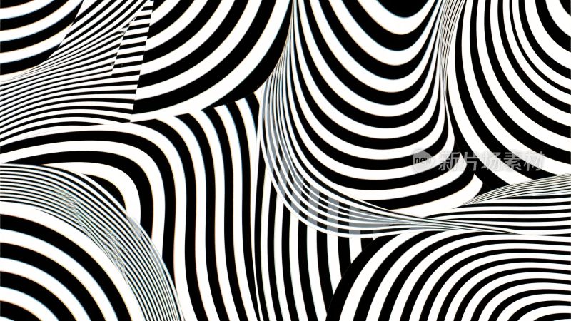 黑白波浪线条艺术图