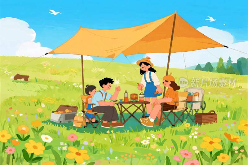 户外野餐幕布场景
