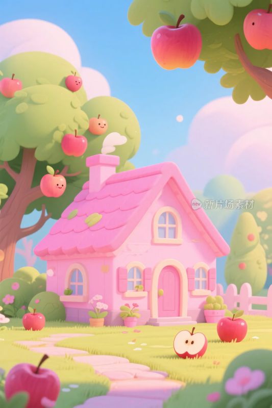 粉色童话小屋场景