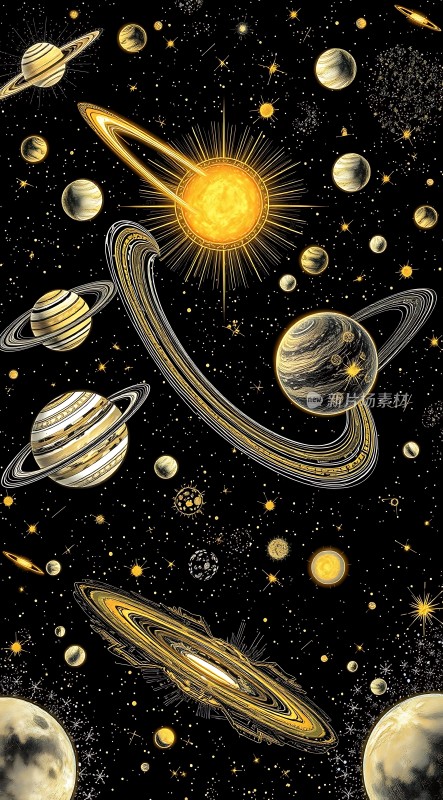 太阳系行星环带星空