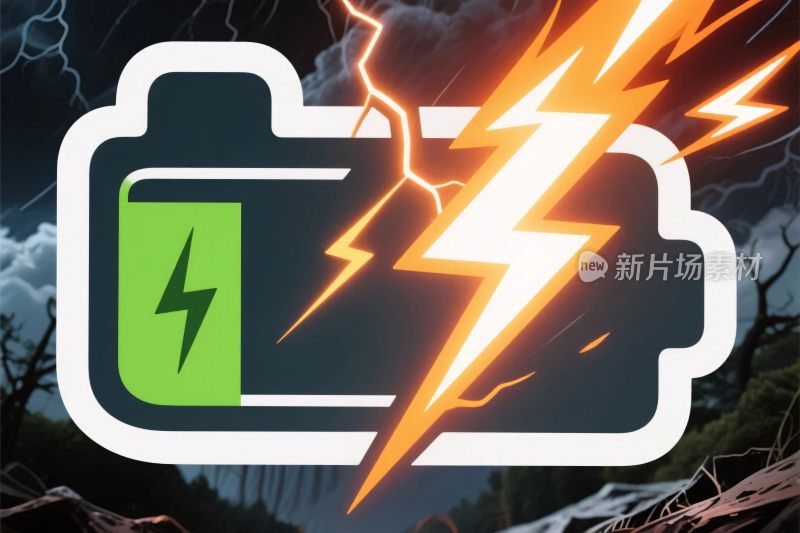 电池闪电能量插画