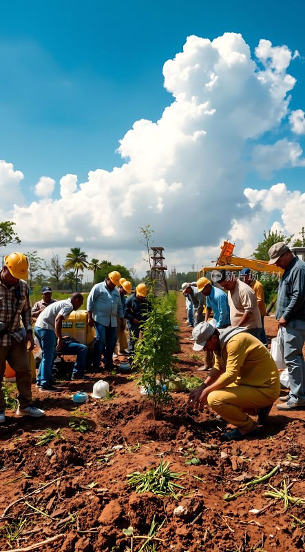 蓝天下的植树活动