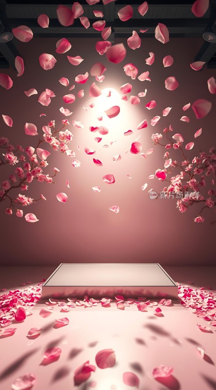 粉红花瓣飘落舞台