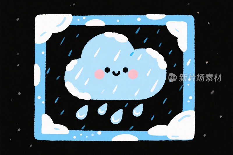 卡通雨云插画