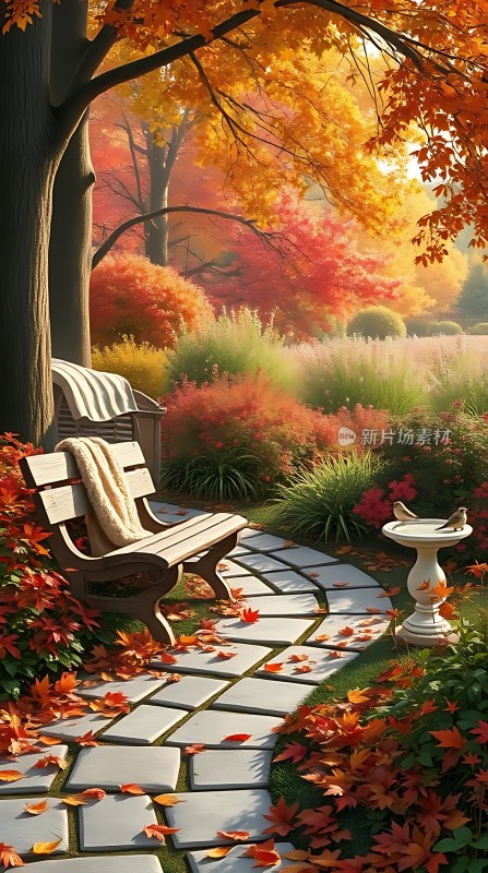 秋日暖阳下的宁静小径