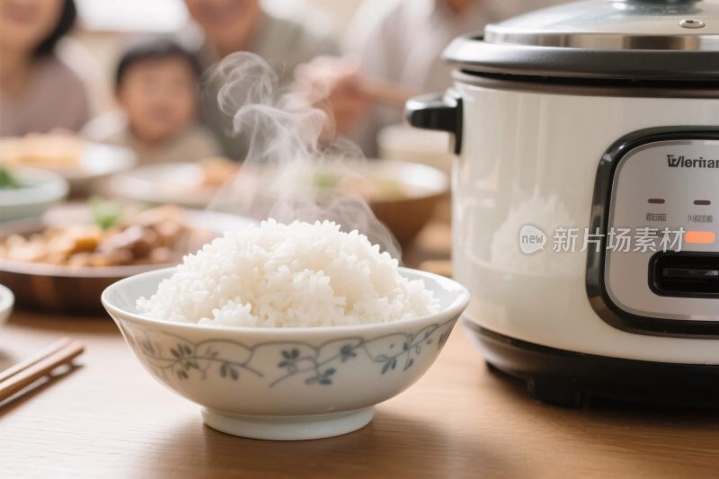 家庭餐桌米饭电饭煲场景