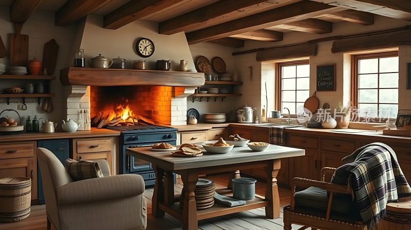 温馨厨房 fireplace kitchen