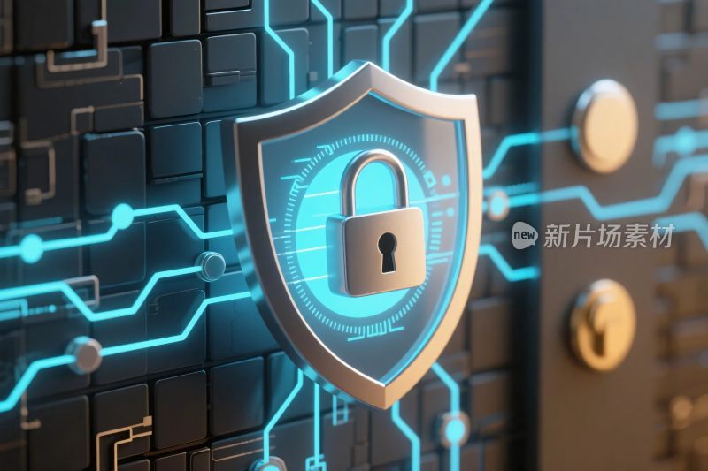 数字安全盾牌插画